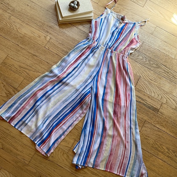 Romper JACK by BB Dakota Lovy Watercolor Stripe Cropped Jumpsuit - Picture 3 of 13